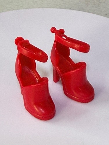 1990's 2000's Barbie Red Close Toe Ankle Strap Heels Shoes