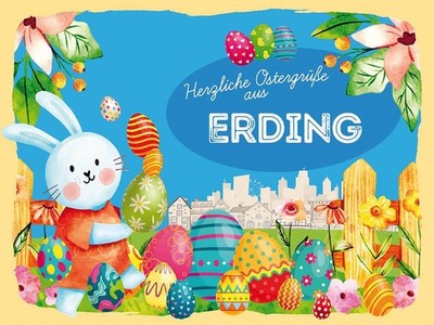 Holzschild 30x40 cm Ostern Ostergrüße ERDING Deko Geschenk Holz Schild