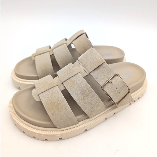 Mia Geni Open Toe Platforms Slide Sandals Women's Seashell Size US7 EU38