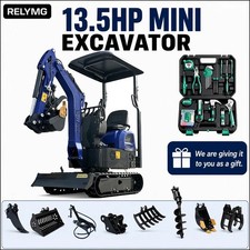 1Ton Mini Excavator 13.5HP EPA Gas Free Delivery / Unloading+ 9 accessories.