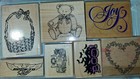 Huge Stampin Up Rubber Stamp Lot Vintage Wood Block Wheels Handle Craft Ink — photo 2