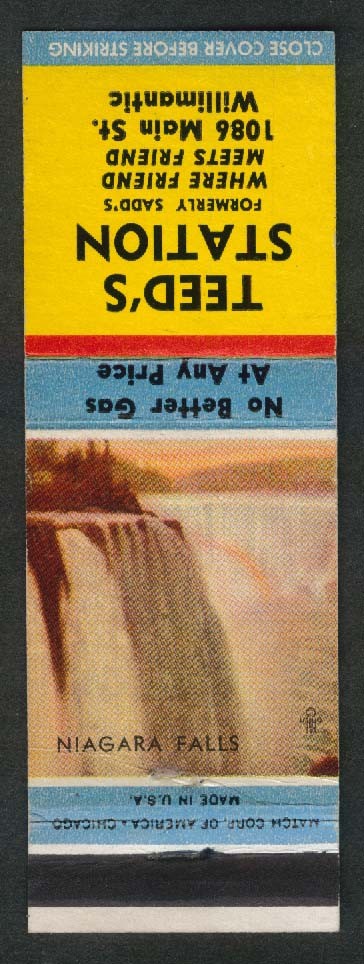 Teed's Station Formerly Sadd's 1086 Main St Willimantic CT matchcover