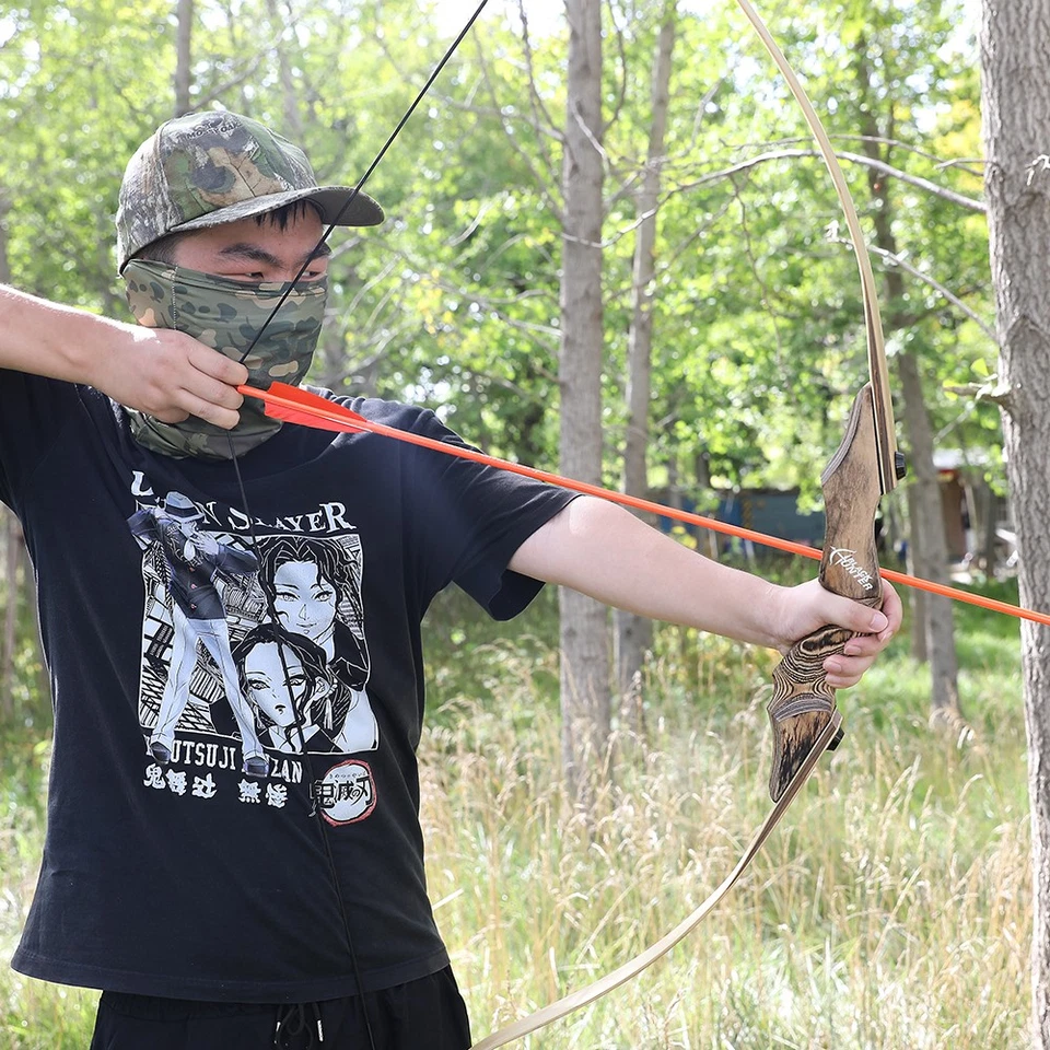 60'' Takedown Hunting Bow 20-60lbs Recurve Bow Wooden Adult Archery Target RH LH - Image 4 of 4