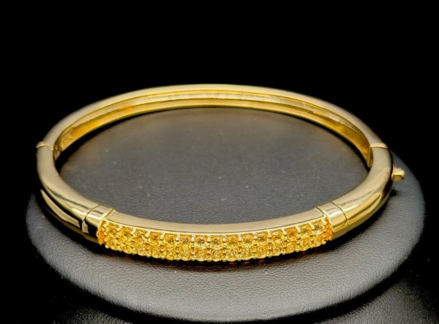 Bellezza Gold Tone Pave  Topaz Bangle Bracelet New In Pouch image 6