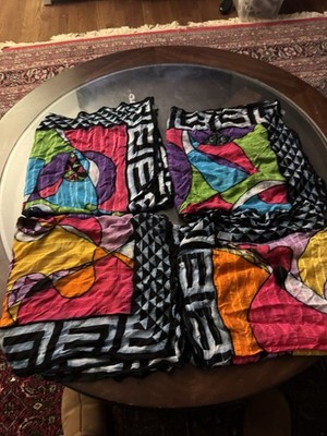 (4) Vintage Symphony scarf 100% rayon 34x34 Made In Italy