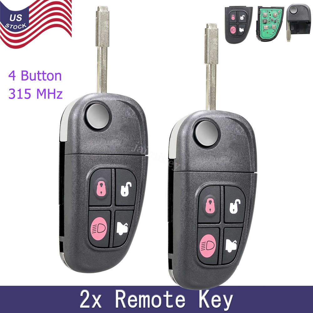 2 For Jaguar 01-08 S-Type 02-08 X-Type 01-08 XJ8 Entry Remote Car Key Fob 4B