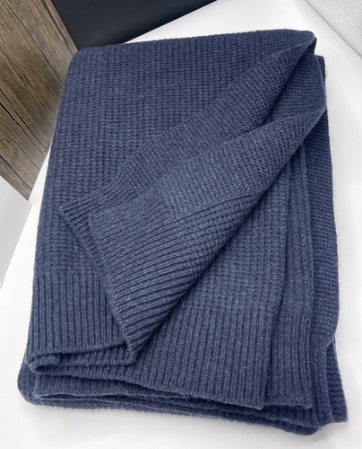 Sferra PETTRA Midnight 100% Lambswool Knit Soft Ribbed Throw Blanket 50x70" New - Picture 2 of 5