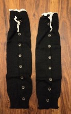 Women's Leg Warmers Black With Cute Ruffle Top