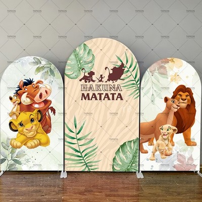 Hakuna Matata Arch Backdrop Cover Lion King Simba Birthday Party Background Prop