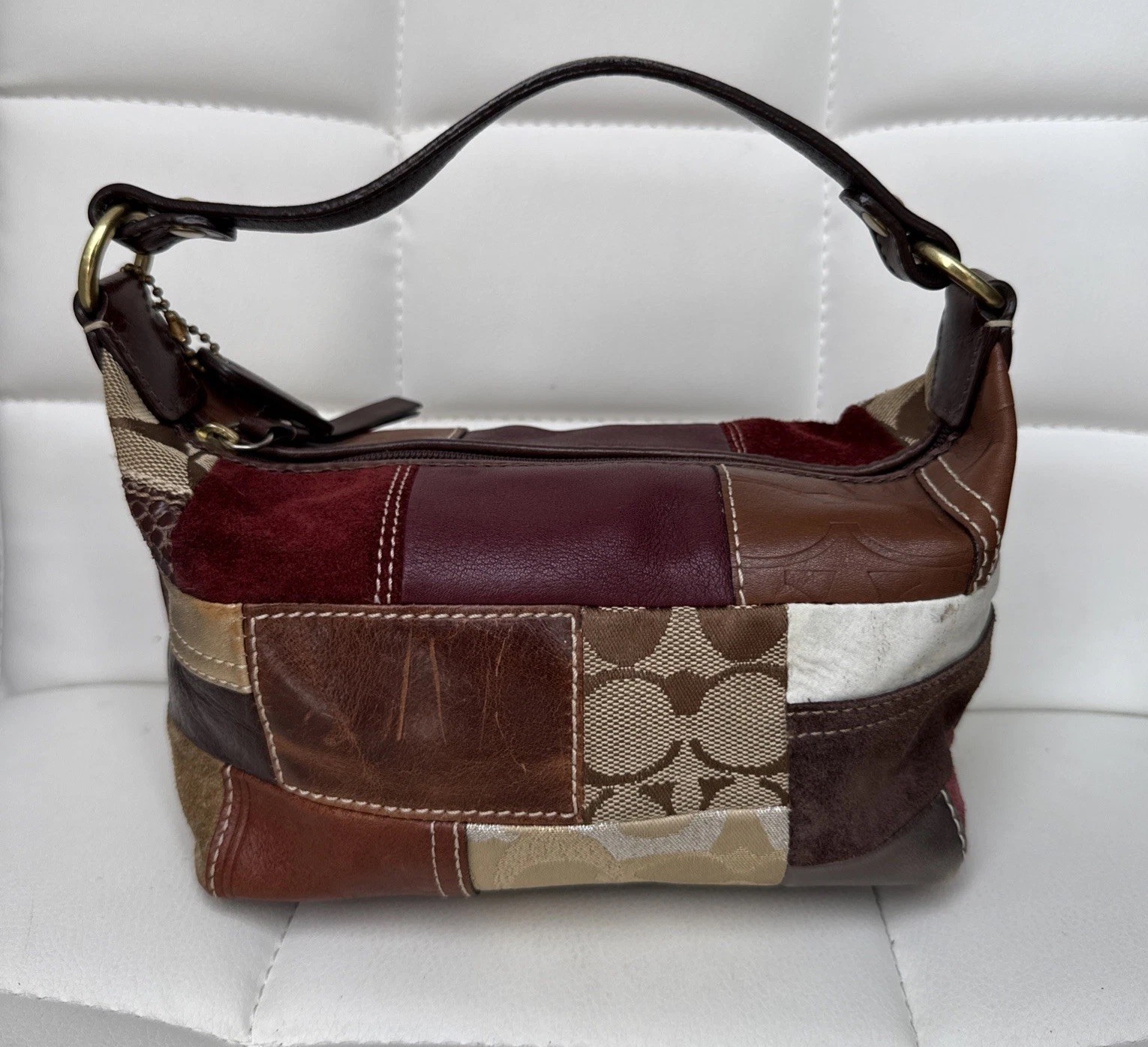 Coach Mini Holiday Patchwork Demi Hobo Handbag Baguette Pouchette Vintage Y2K image 4