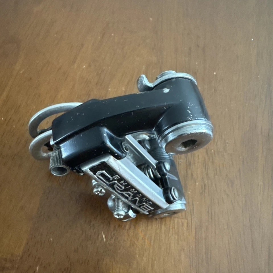 复古禧玛诺 Dura-Ace 起重机后变速器黑色版短笼 - 二手 — 第 2/4 张图片