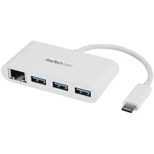 StarTech 3 Port USB 3.0 Hub plus Gigabit Ethernet - USB-C - White - USB Hub with