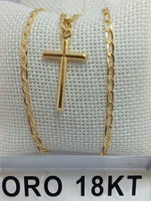 Collana in oro giallo 750 18 carati kt croce Gesù lunga cm 50,5 grammi 4,15 +225