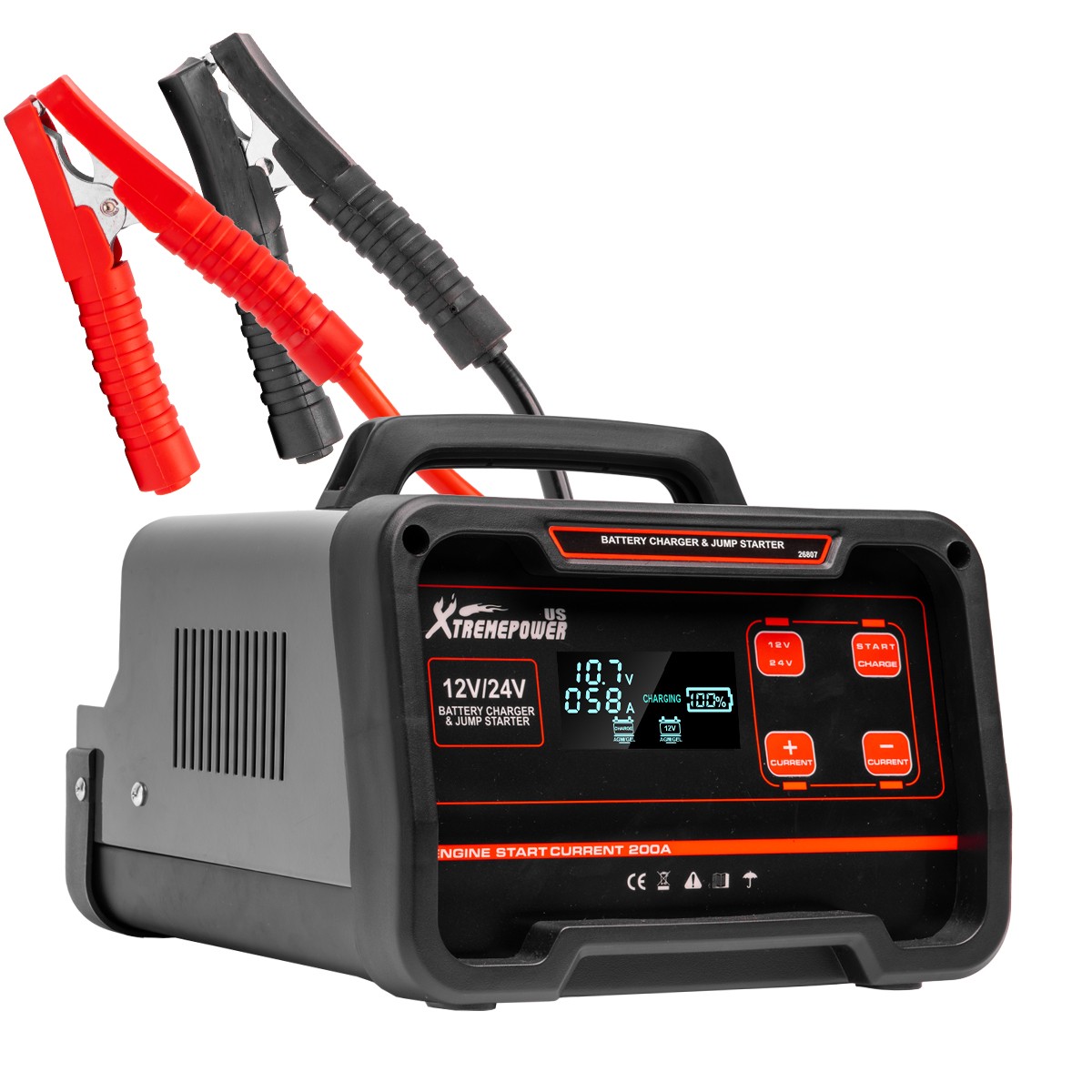 XtremepowerUS 75A Smart Car Battery Charger Booster 12V/24V AGM Trickle Charger
