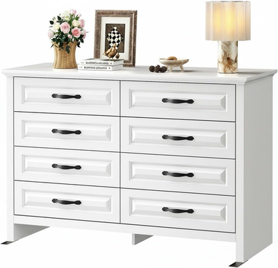 Farmhouse 8 Drawer Dresser, Wood Chest of Drawers with Natural Texture,  Smooth G | eBay