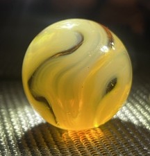 Vintage CHRISTENSEN AGATE CAC orange Flame swirl Shooter Marble