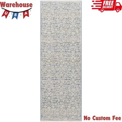 Blue Floral Runner Rug, 29'' x 7', Hallway Kitchen Floor Mat