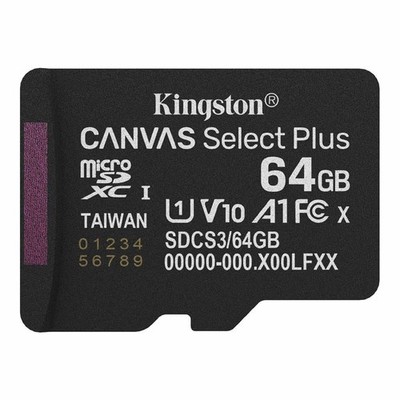 Kingston Canvas Select Plus microSD 100MBs C10 64GB mit Adapter SDCS3/64GB