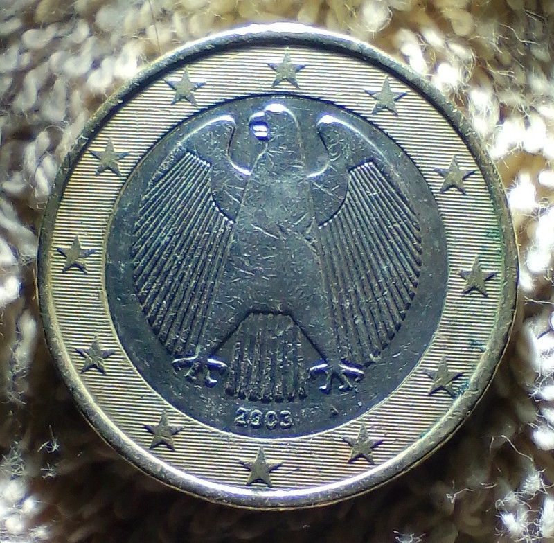 Germany 2003 1 Euro Bi-Metallic Coin Eagle Reverse KM#215 Fineness 0.750