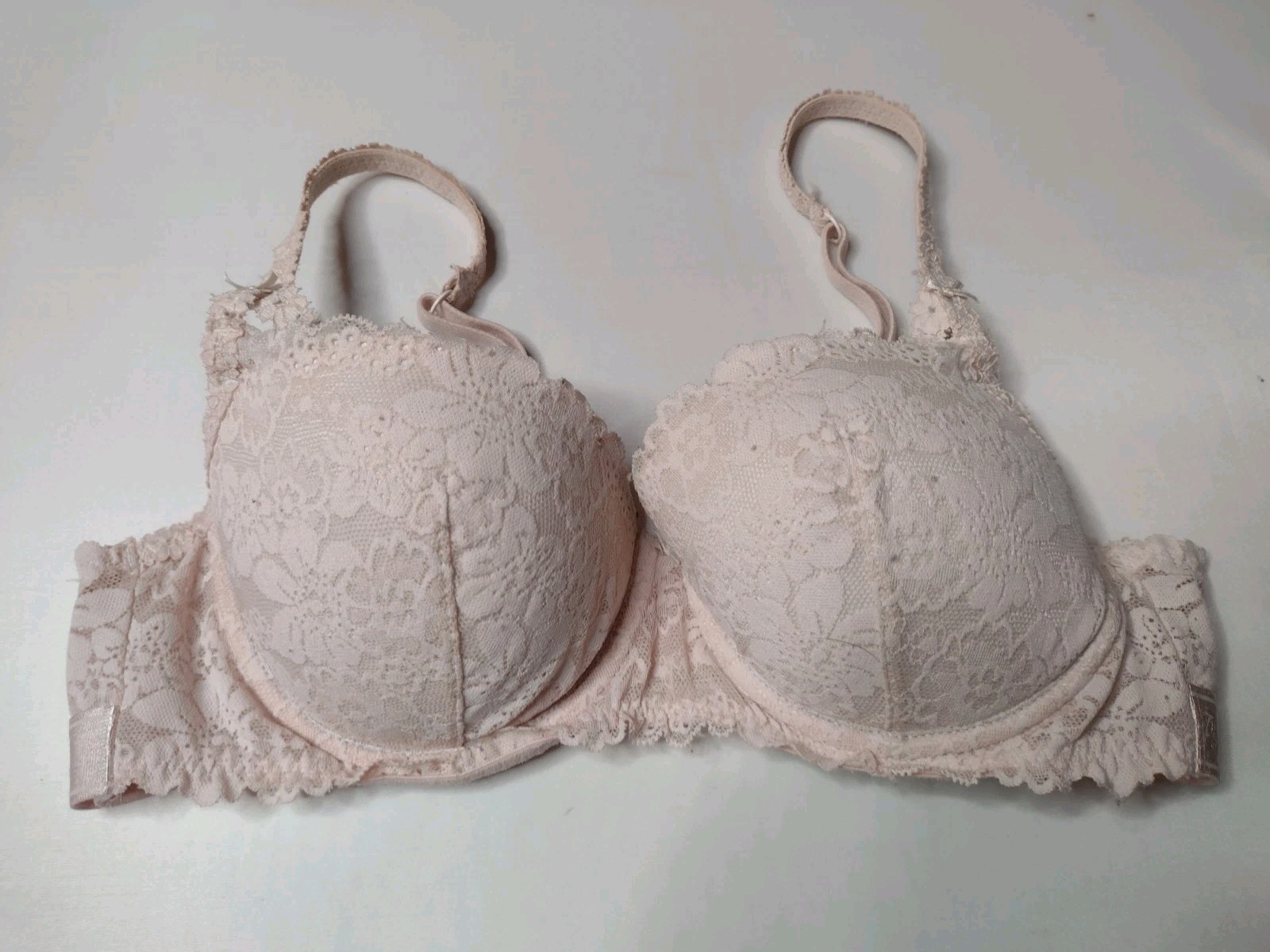 Victorias Secret Pink Balconette Push-up Bra 36B Lace Underwire Padded D
