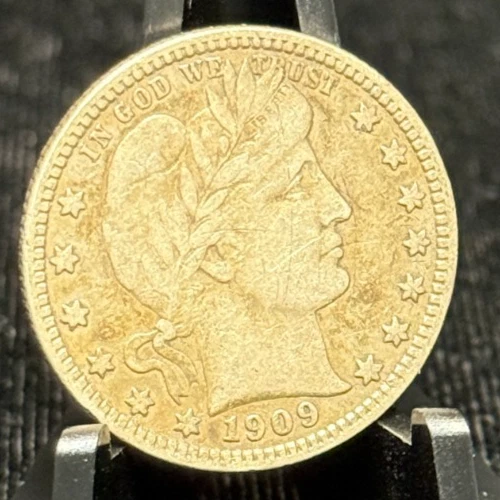 1909-D Barber Quarter 25C Silver Coin