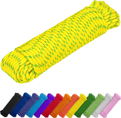 Rope   90 Feet x 1/4 Inch (7mm)   Neon Mix   Strong All-Purpose Utility Rope   C