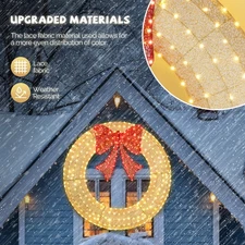 LEADZM 48n Pre-Lit Outdoor Christmas Wreath Decoration, LED Metal Holiday Deco