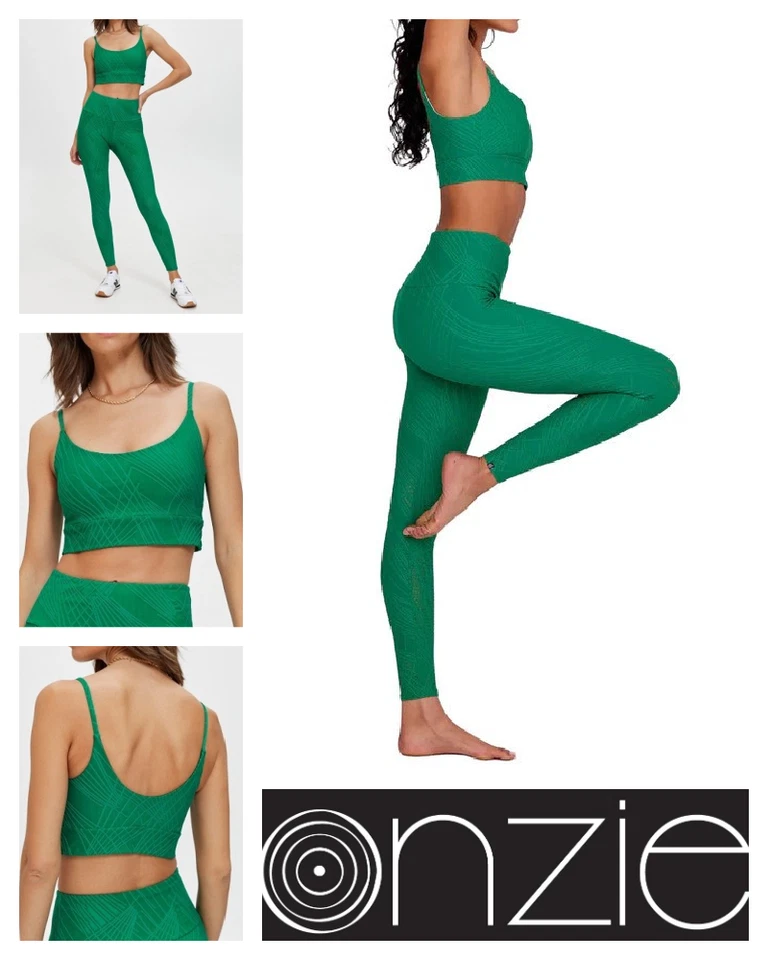 Onzie Selenite Hot Flow Yoga Gym Leggings and Bra Top Set Size S/M UK 6 - 10