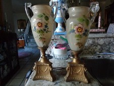 Antique Handpainted Glass  Urn lamps