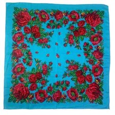 70 70cm Ukraine Floral Print Scarf head wrap shawl cotton blend NEW 1