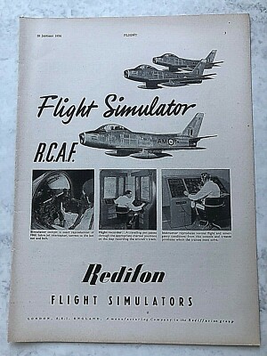 1954 Flugzeugwerbung REDIFON FLUGSIMULATOREN RECORDER AUSBILDER RCAF COCKPIT