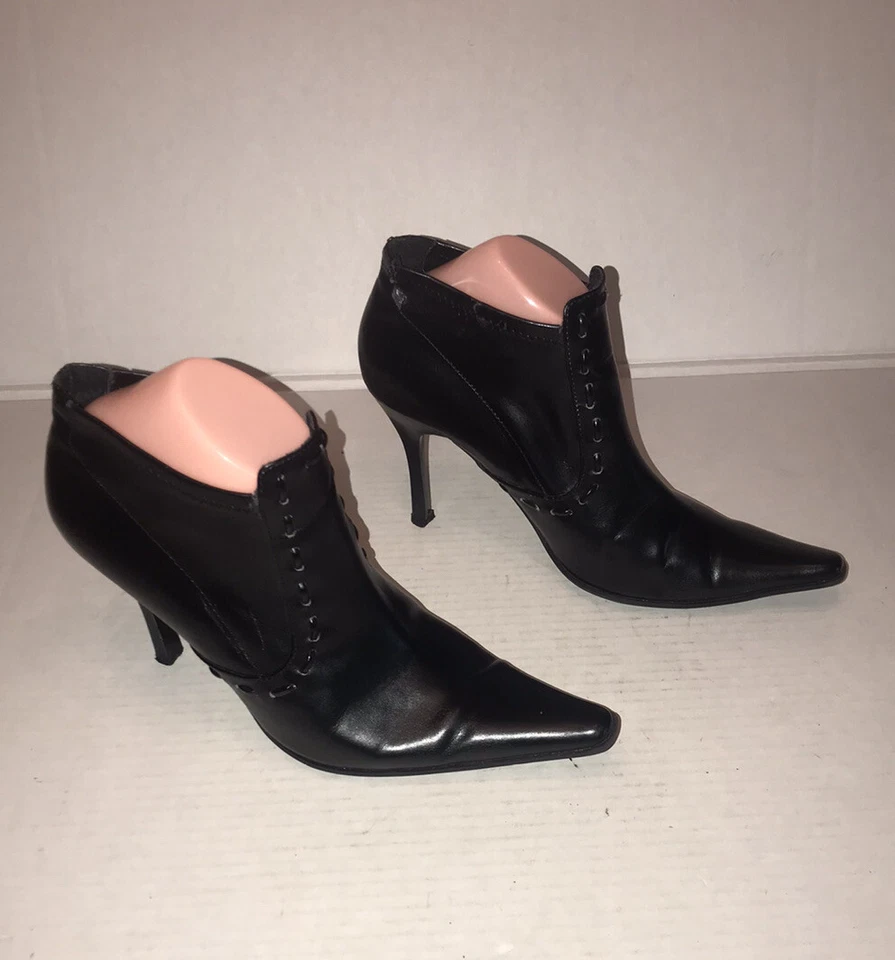 De Colección Y2K Rampage Calypso Punta Punta Punta Botines Negros Sin Cordones Tacones Altos Talla 9 Foto 2 de 4