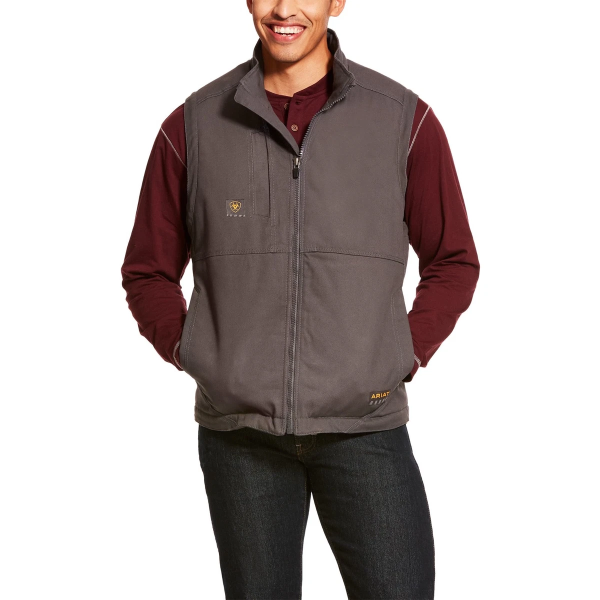 Ariat Men s Rebar Duracanvas Stretch Grey Work Vest 10023934 eBay