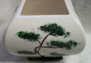 Vintage Planter with Tree Design - 6" Square - Opening is 3 1/2" Square - 1968