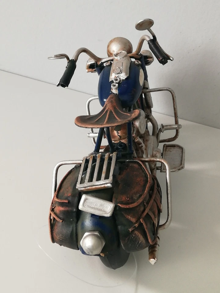 Vintage Handmade Iron Motorcycle Model Rustic Metal Art Motorbike Sculpture Gift - Image 4 of 4