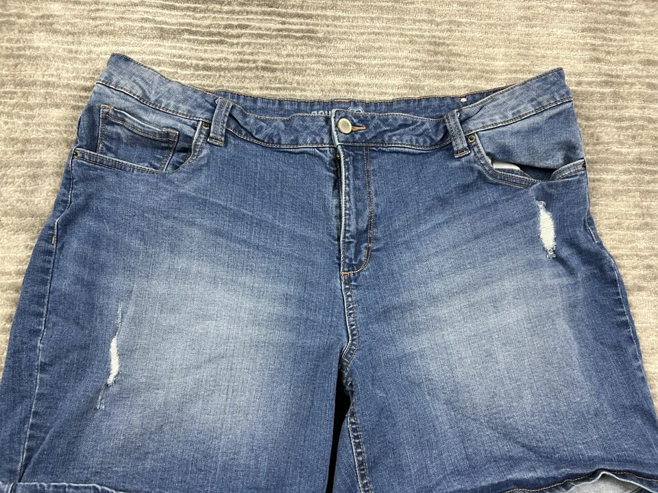 Pantalones Cortos Route 66 Mujer 18 Azul Medio Lavado Mezcla de Algodón Elastizados Envejecidos Foto 2 de 4