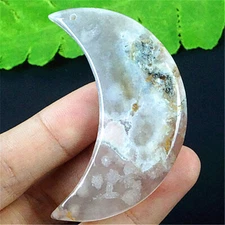 WAA35885 55x23x7mm Natural Scenic Dendritic Agate Half-moon Pendant Bead