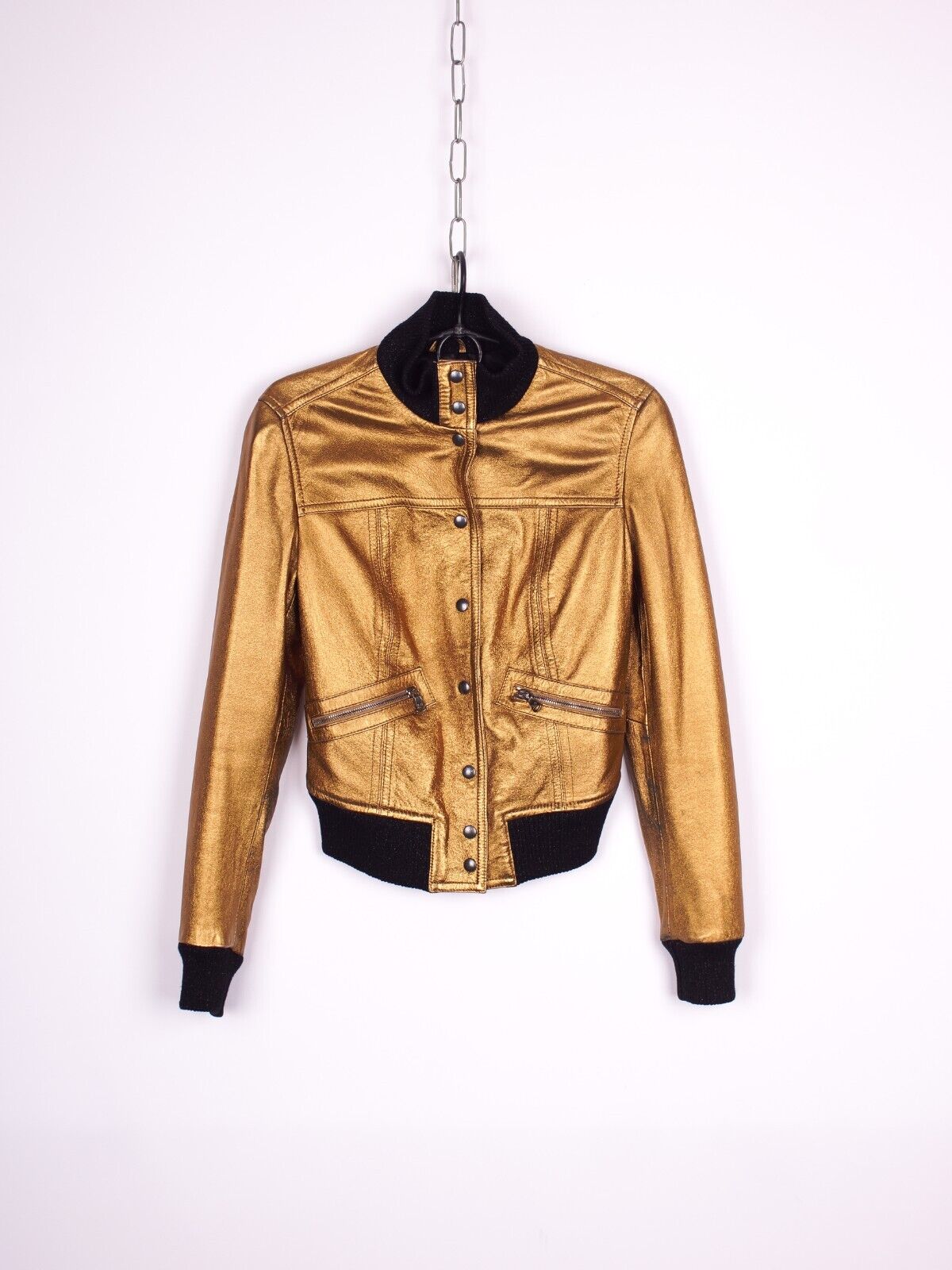 Women's Dolce & Gabbana Gold Leather Jacket Size EU 42 | eBay