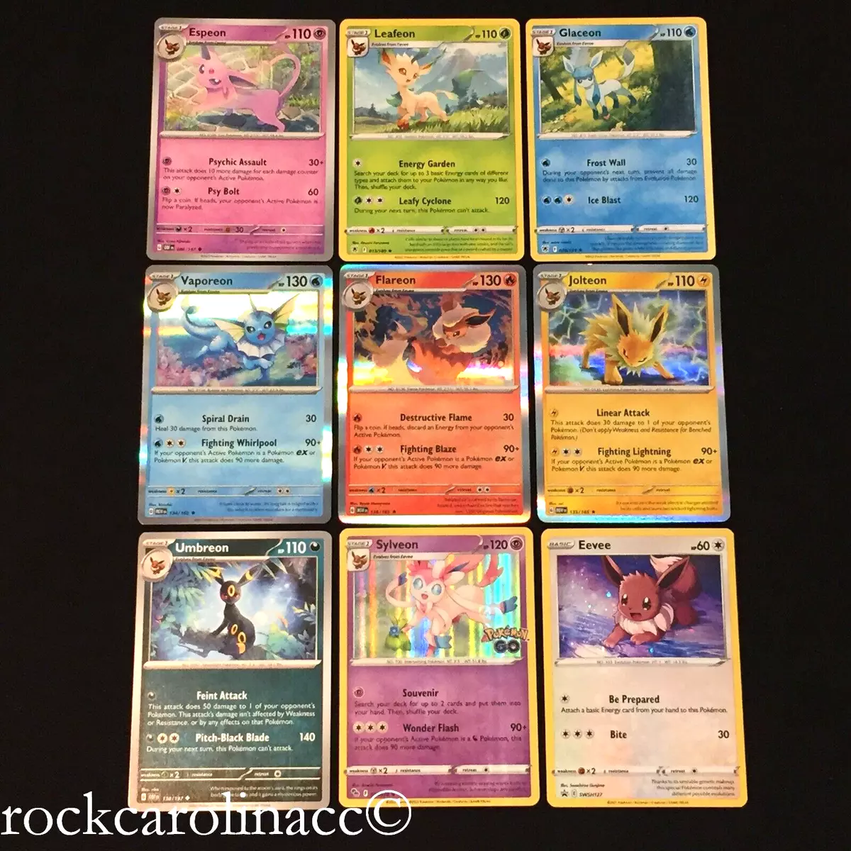 9 Cartas Pokemon Originais Eevee Incluindo Gx + Brindes