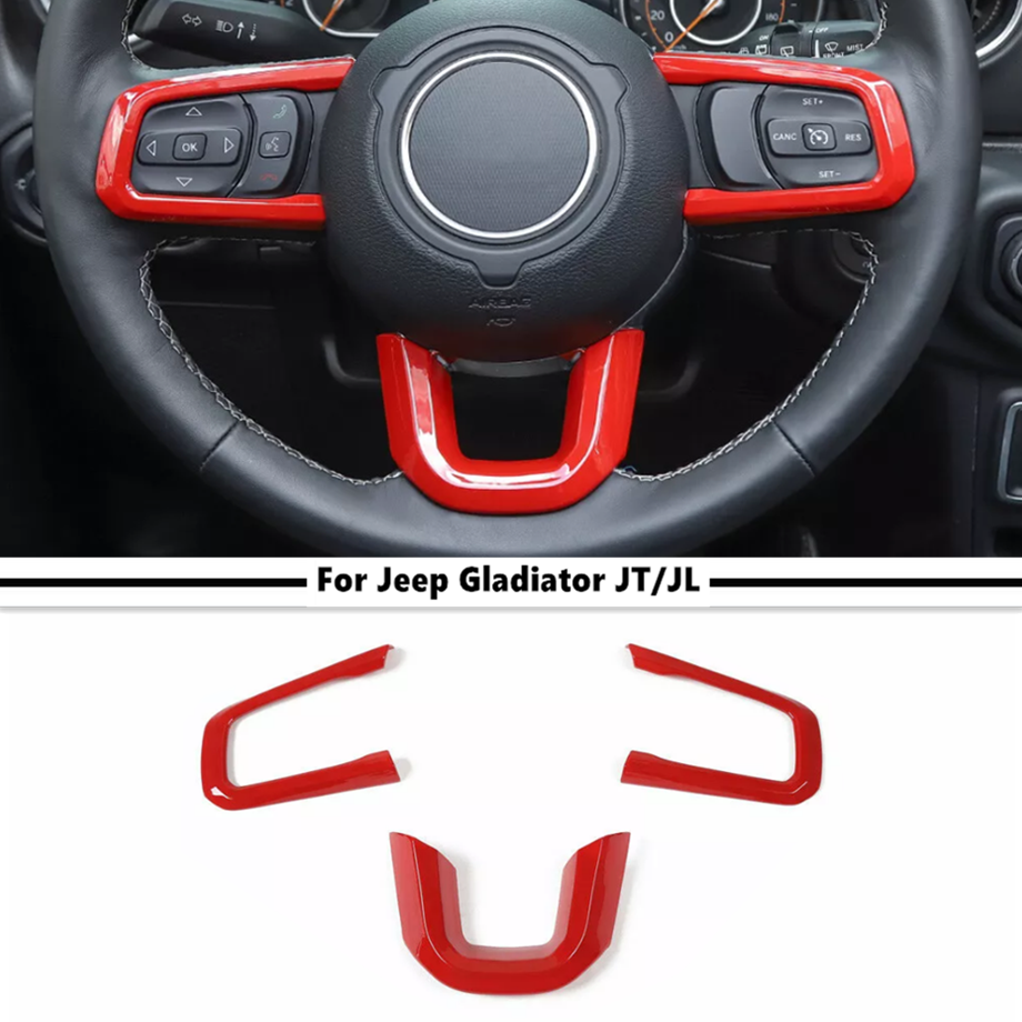 Car Steering Wheel Cover Trim For Jeep Gladiator JT/JL 2018-2025 Accessories Red