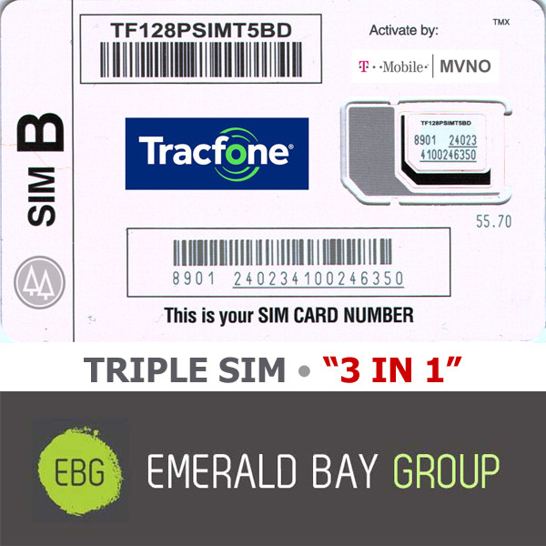 TRACFONE TRIPLE SIM Card 3 in 1 MINI + MICRO + NANO &bull; GSM 4GLTE T-Mobile MVNO 
