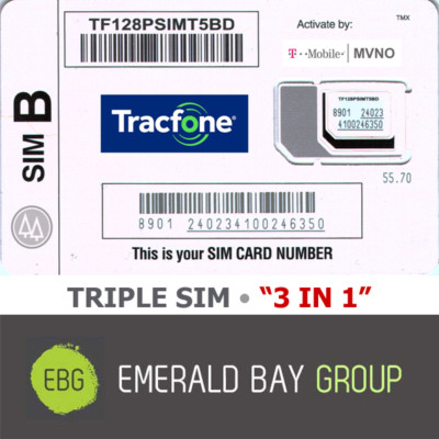 TRACFONE TRIPLE SIM Card 3 in 1 MINI + MICRO + NANO   GSM 4GLTE T-Mobile MVNO 