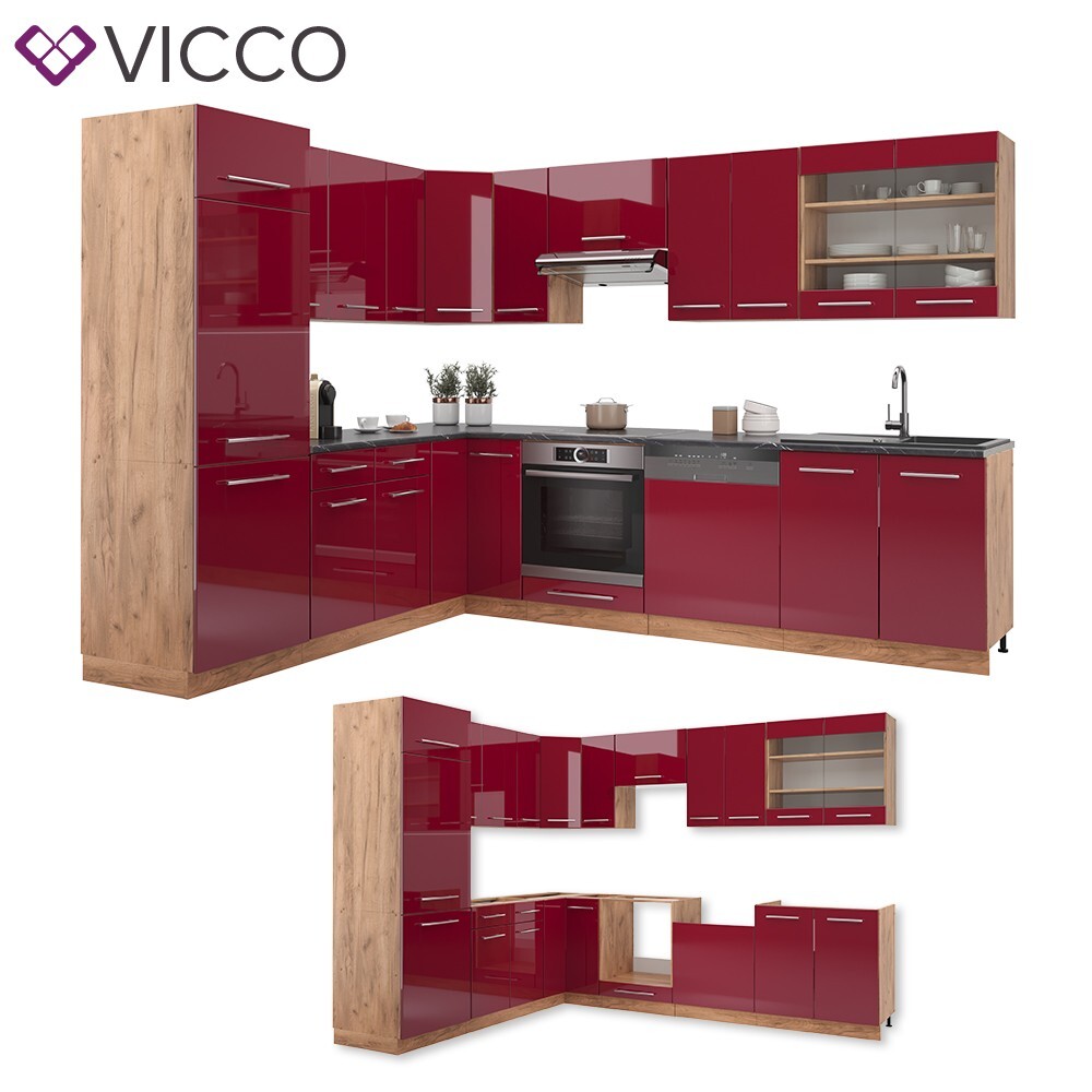 Cuisine D'angle Fame-Line Vicco – 227x287 Cm – Anthracite Et Chêne – Neuve