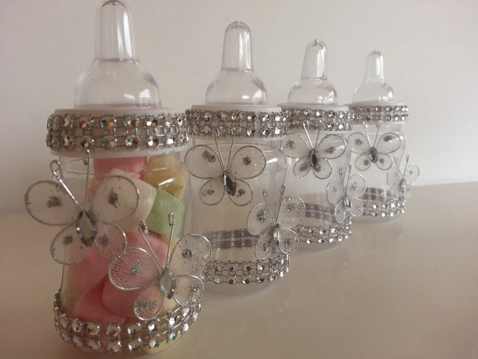 Decoración Baby Shower | 12 Biberones Mariposa Rellenables Favores | Premios o Juegos  Foto 2 de 4