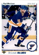 Paul Maclean Signed Auto 1990-91 Upper Deck card St Louis Blues