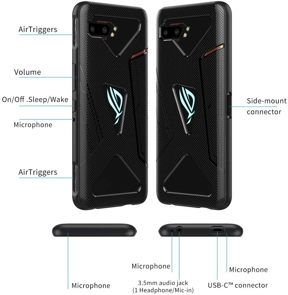 K-S-Trade Custodia Per ASUS ROG Phone 2 - Cover Libretto Magnetica In PU Con Portafoglio E Paraurti - Nero - 6