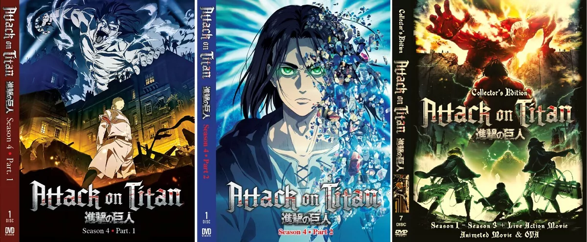 DVD Attack On Titan Season 1 2 3 4 + 2 Movie + 8 OVA - English