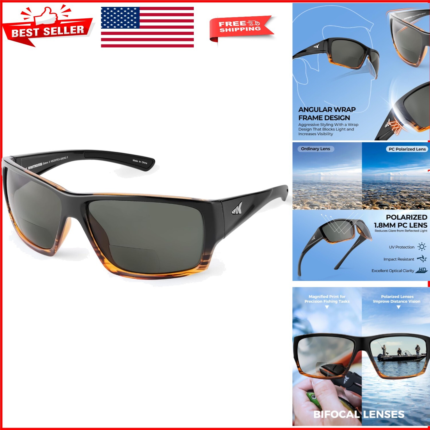 Lightweight Polarized Bi-Focal Sunglasses for Outdoor Adventures with UV Protection