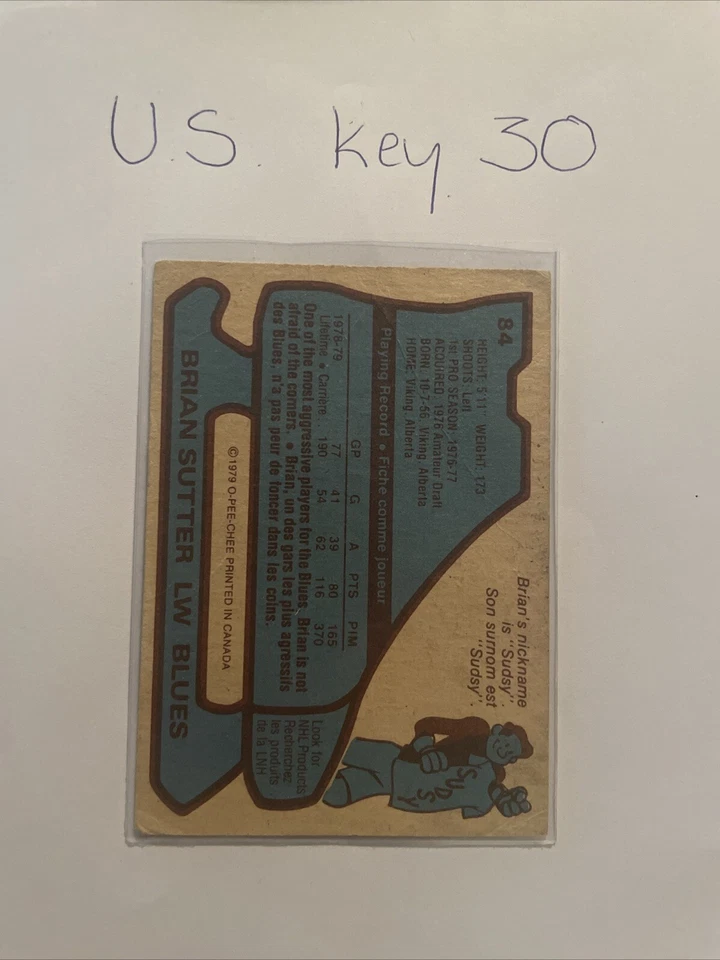 1979/80 O-PEE-CHEE NHL HOCKEY CARD #84 BRIAN SUTTER NM SHARP!! 79/80 OPC - Image 2 of 2