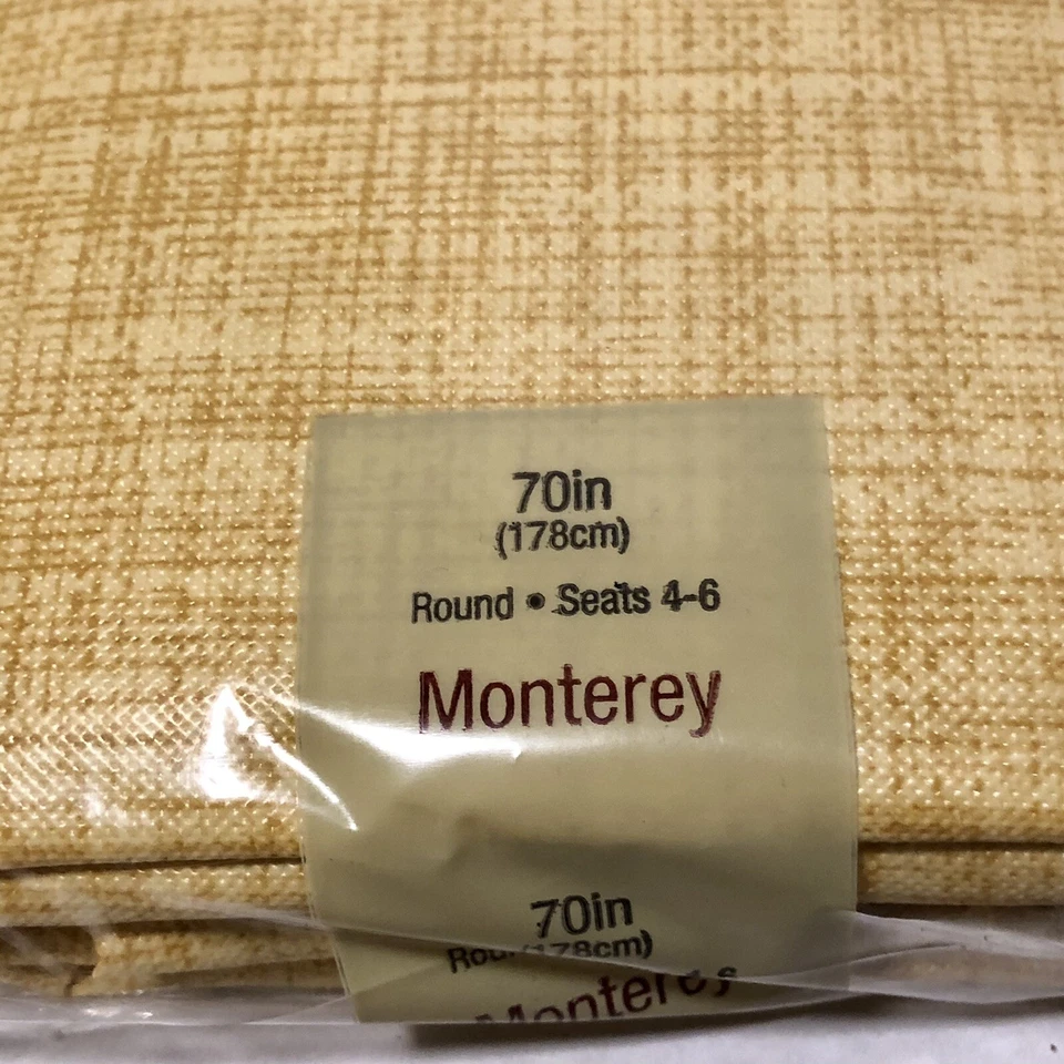 Monterey Vinyl Tablecloth 70" Round Yellow New - Image 3 of 4